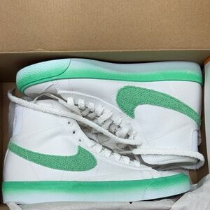 Nike Blazer Mid 77 White and Green High-Top Sneakers
